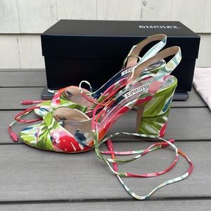 Badgley Mischka | Floral lace up heels